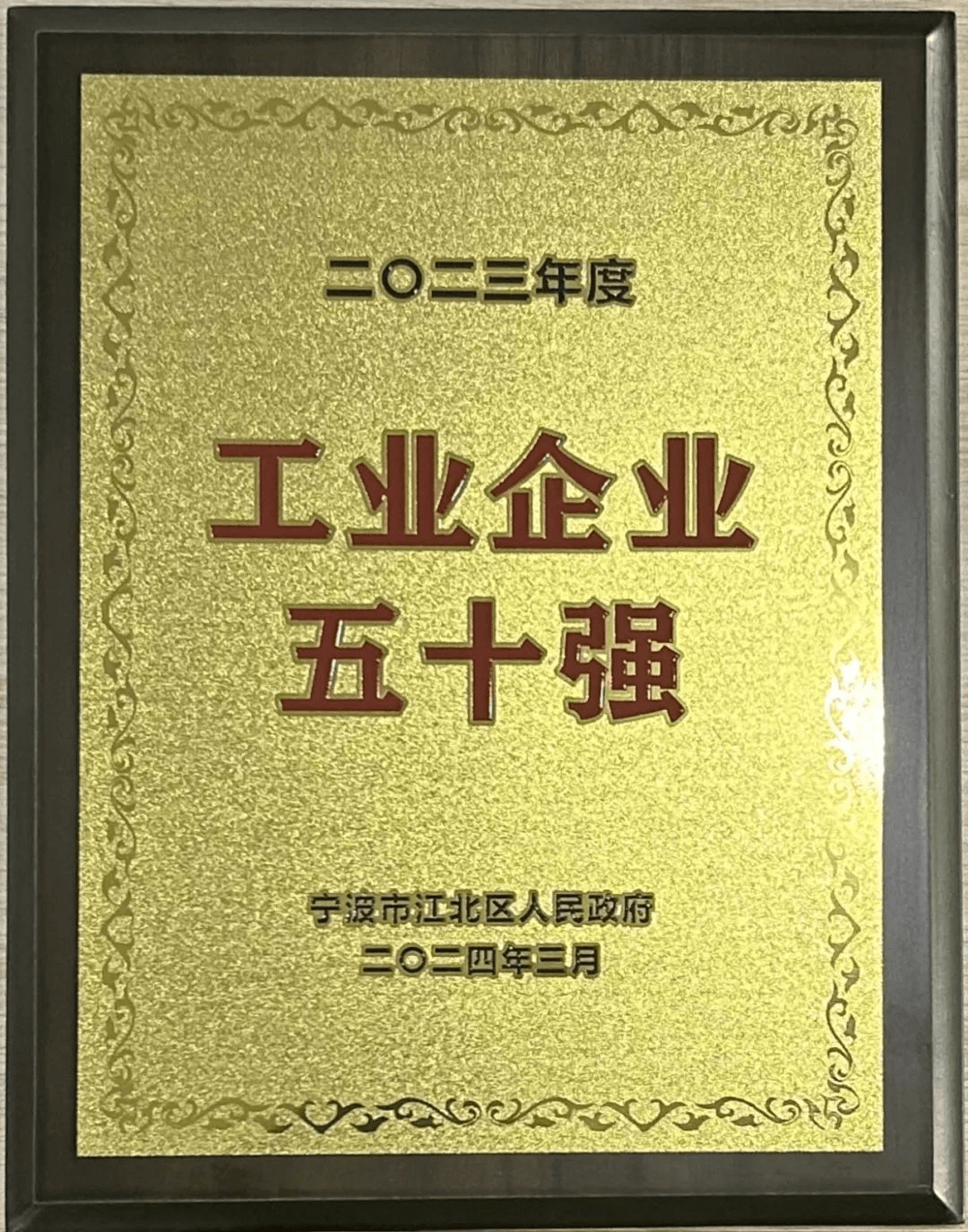 寧波東力傳動(dòng)設(shè)備有限公司榮獲2023年度工業(yè)企業(yè)五十強(qiáng)稱號(hào)